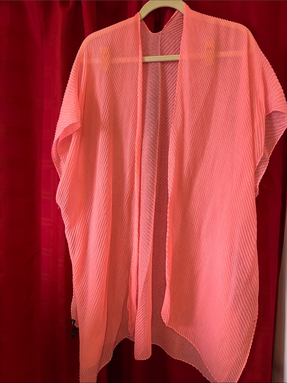 Open-Front Coral Pink Women's Tunic Cardigan